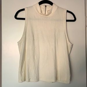 White High Neck Geometric Blouse